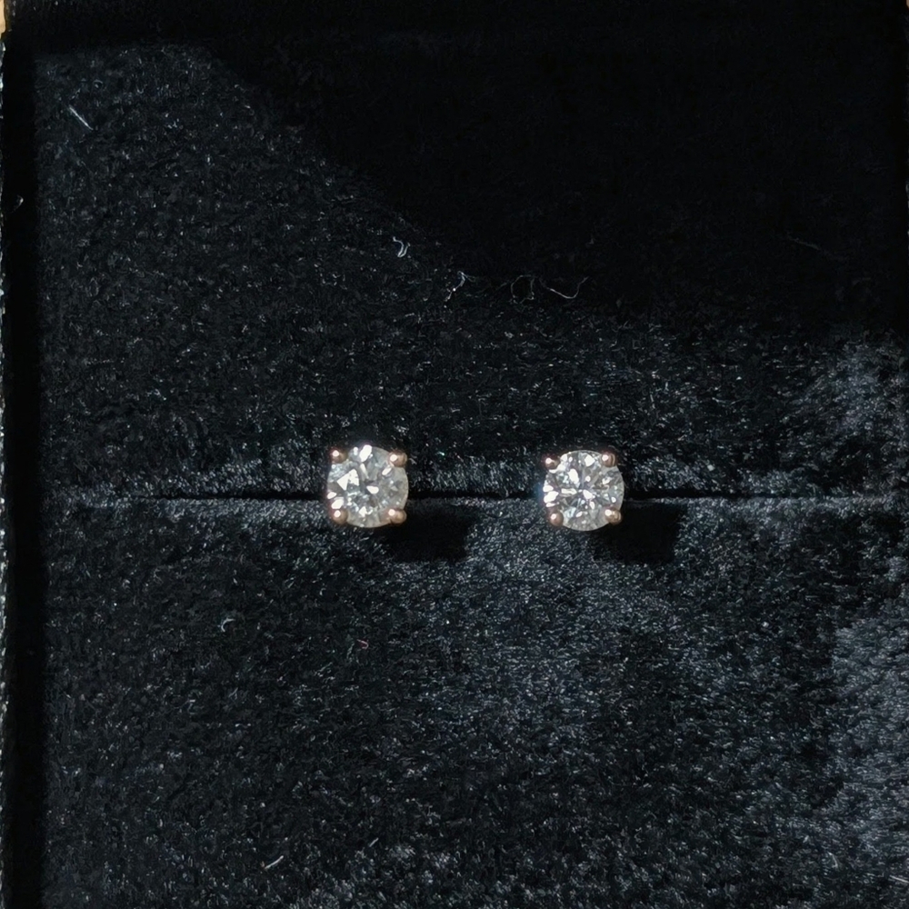 Blue Nile Natural Diamond Stud Earrings in 14k Yellow Gold (1/3 ct. tw.) - Picture 2 of 5
